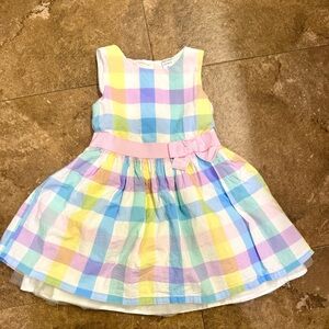 3/$17! Carter's Pastel Plaid Sleeveless Dress W Bow- Rainbow Plaid Easter Dress!